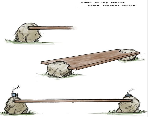 Echoes of the Forest bench concept sketch